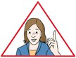 Ein Comicbild. Es zeigt eine Portrait einer Frau mit erhobenem Zeigefinger innerhalb eines roten Dreiecks.