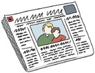 Ein Comicbild. Es zeigt eine Zeitung.