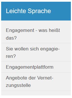 Ein Screenshot des Navigationsblocks